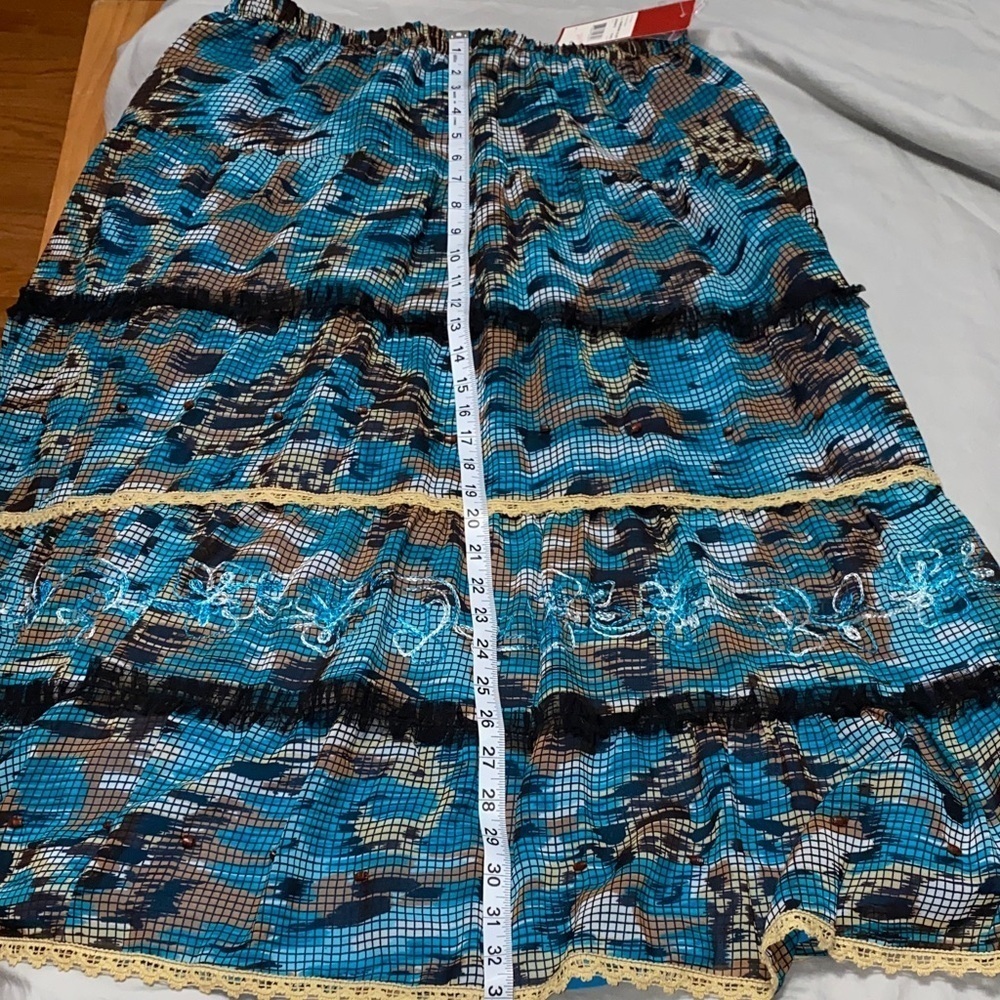 Choices Large Teal,Black,Brown and Cream A Line Skirt. NWT - Picture 6 of 9